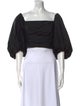 Tanya Taylor Square Neckline Three-Quarter Sleeve Crop Top