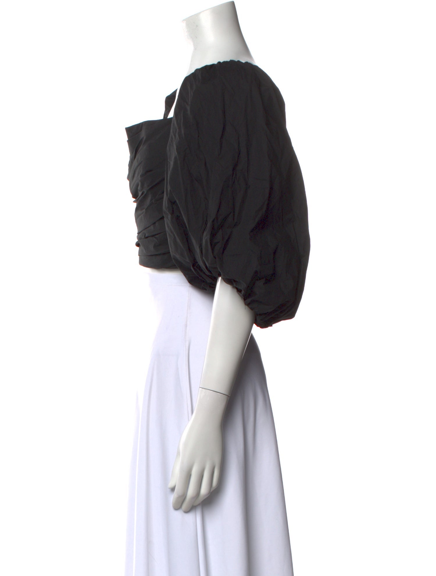 Tanya Taylor Square Neckline Three-Quarter Sleeve Crop Top