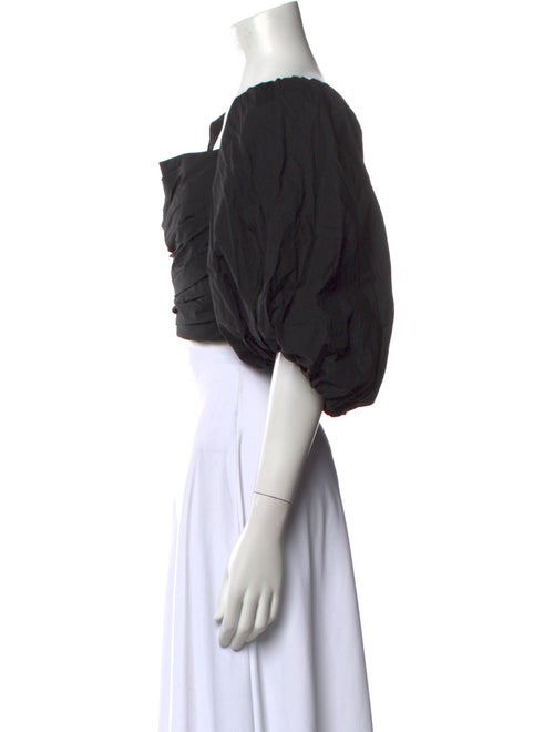 Tanya Taylor Square Neckline Three-Quarter Sleeve Crop Top