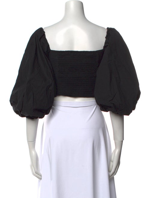 Tanya Taylor Square Neckline Three-Quarter Sleeve Crop Top