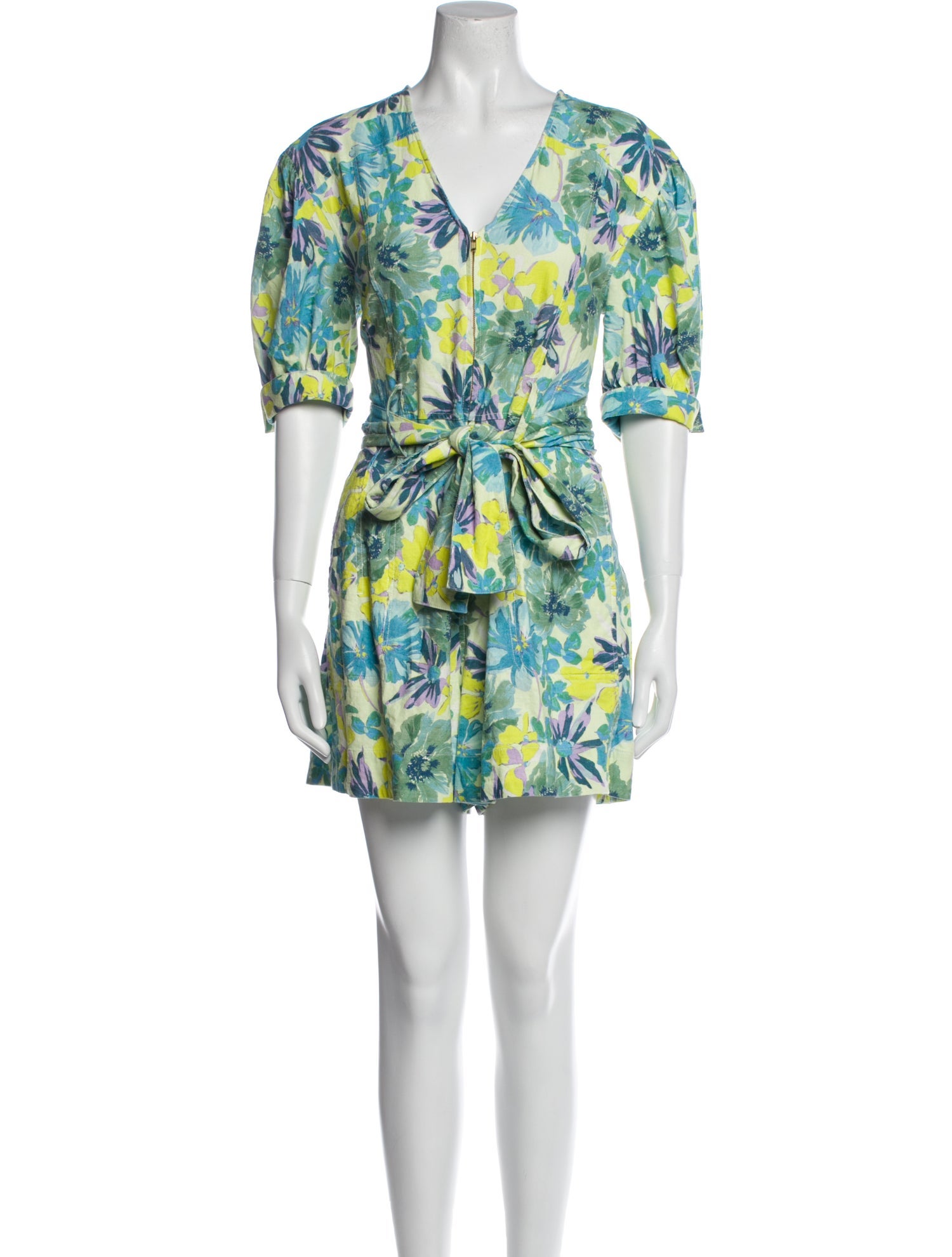 Tanya Taylor Linen Printed Romper