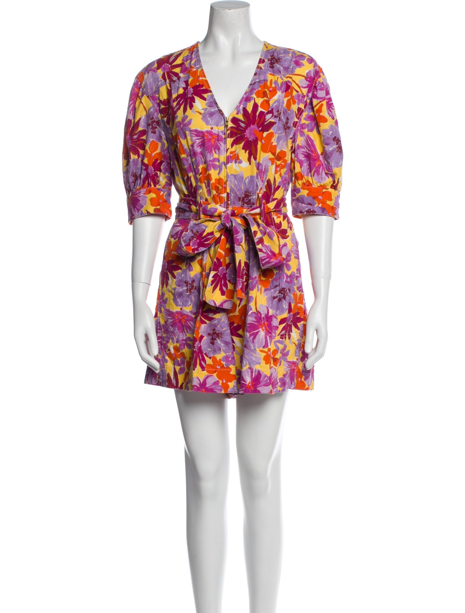 Tanya Taylor Linen Printed Romper