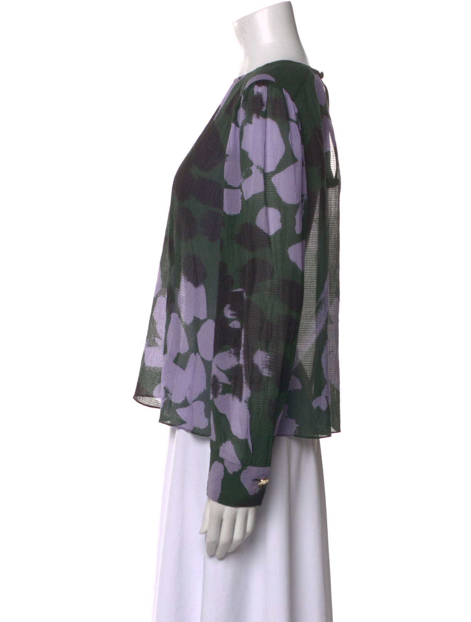 Tanya Taylor Printed Bateau Neckline Blouse