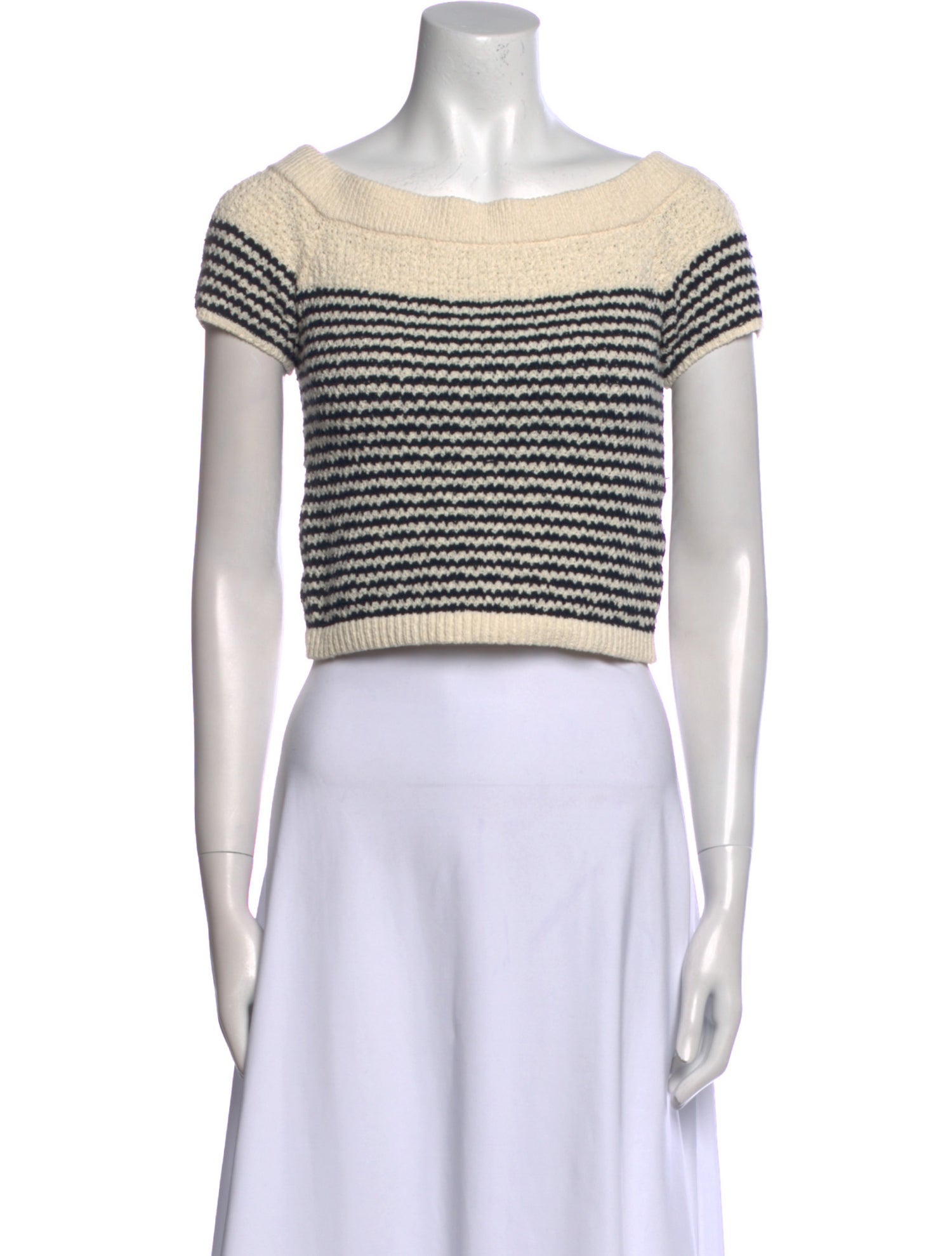 Tanya Taylor Striped Scoop Neck Crop Top