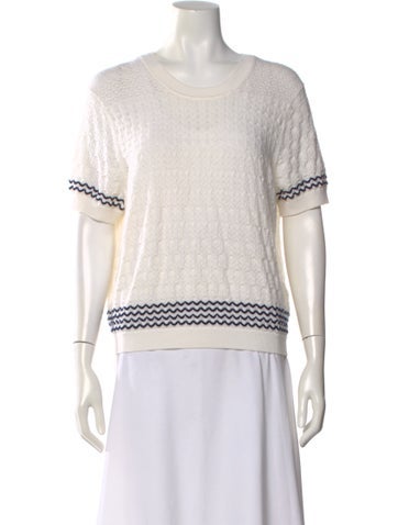 Pre-owned Tanya Taylor Merino Wool Striped Sweater In White