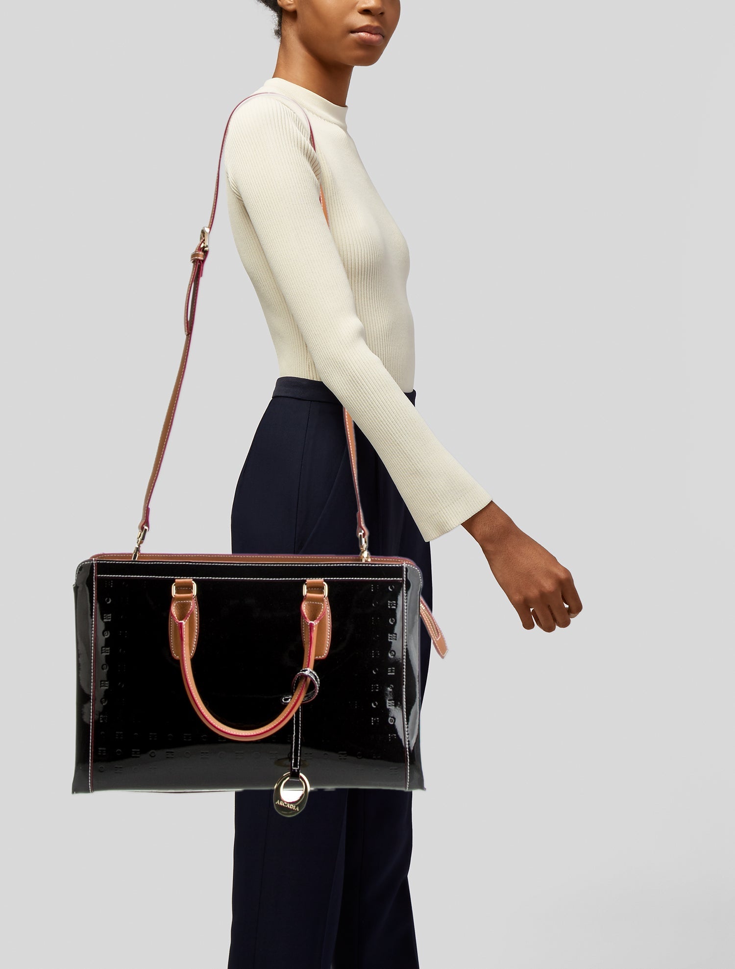 Arcadia Patent Leather Top Handle Bag