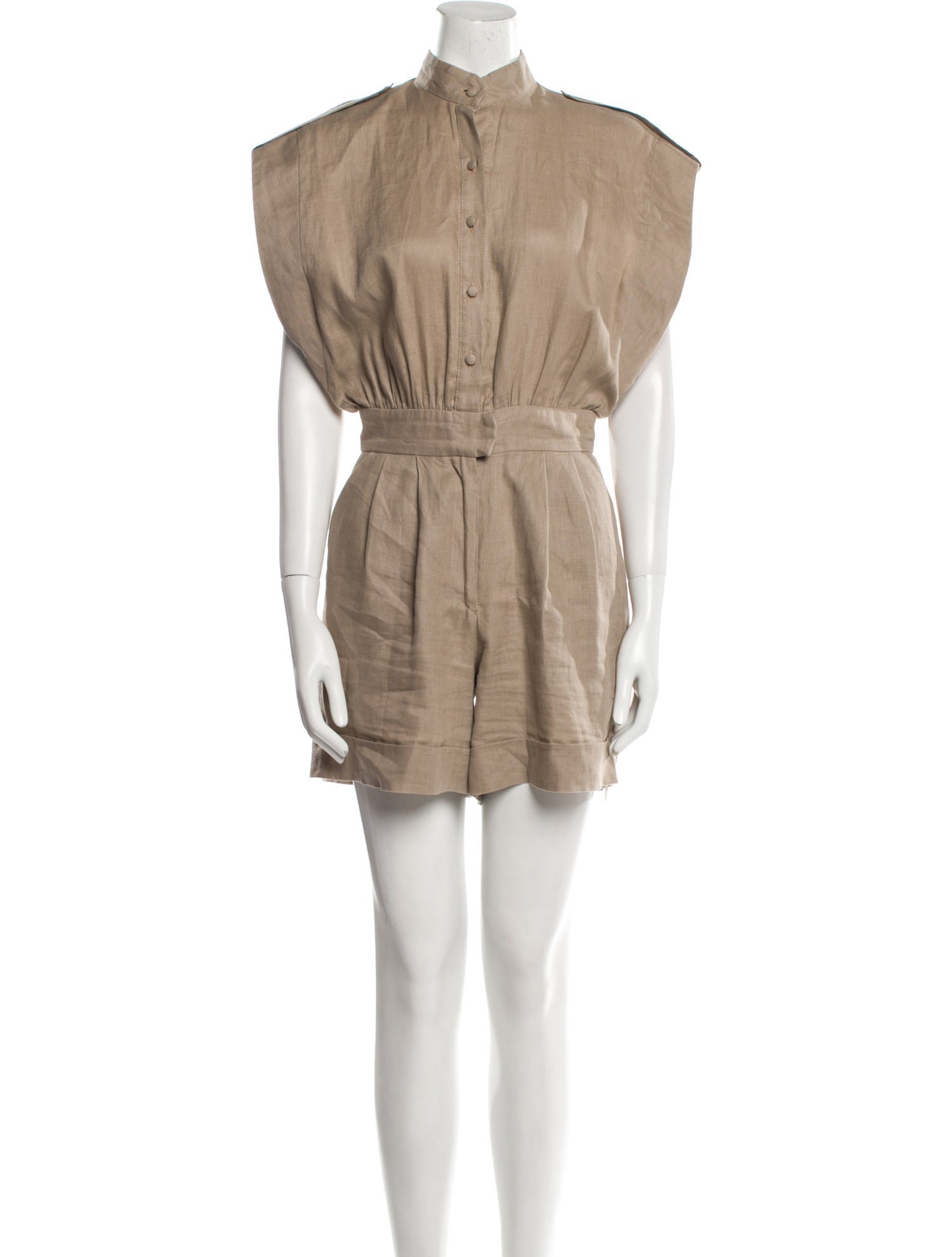 Actualee Linen Mock Neck Romper