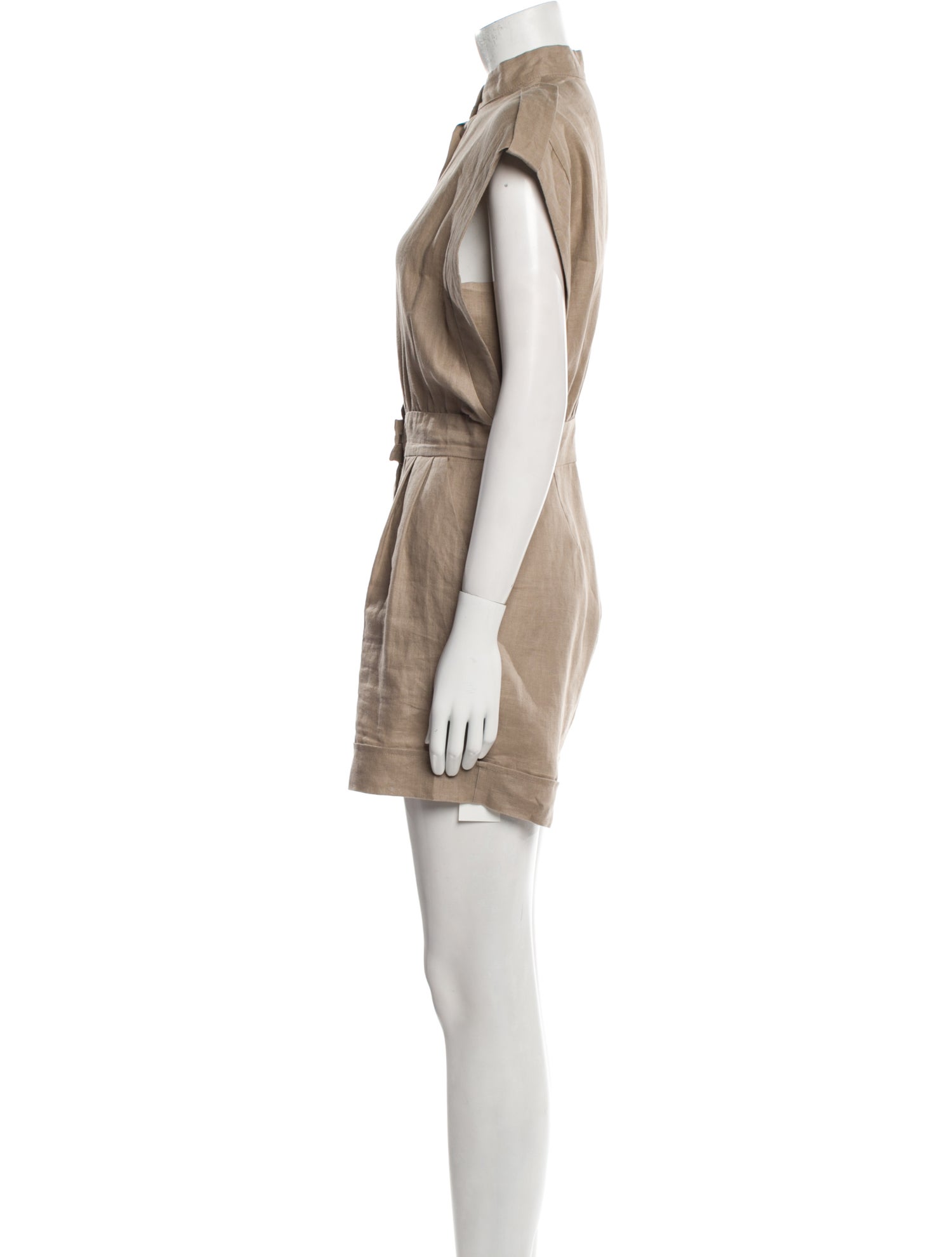 Actualee Linen Mock Neck Romper