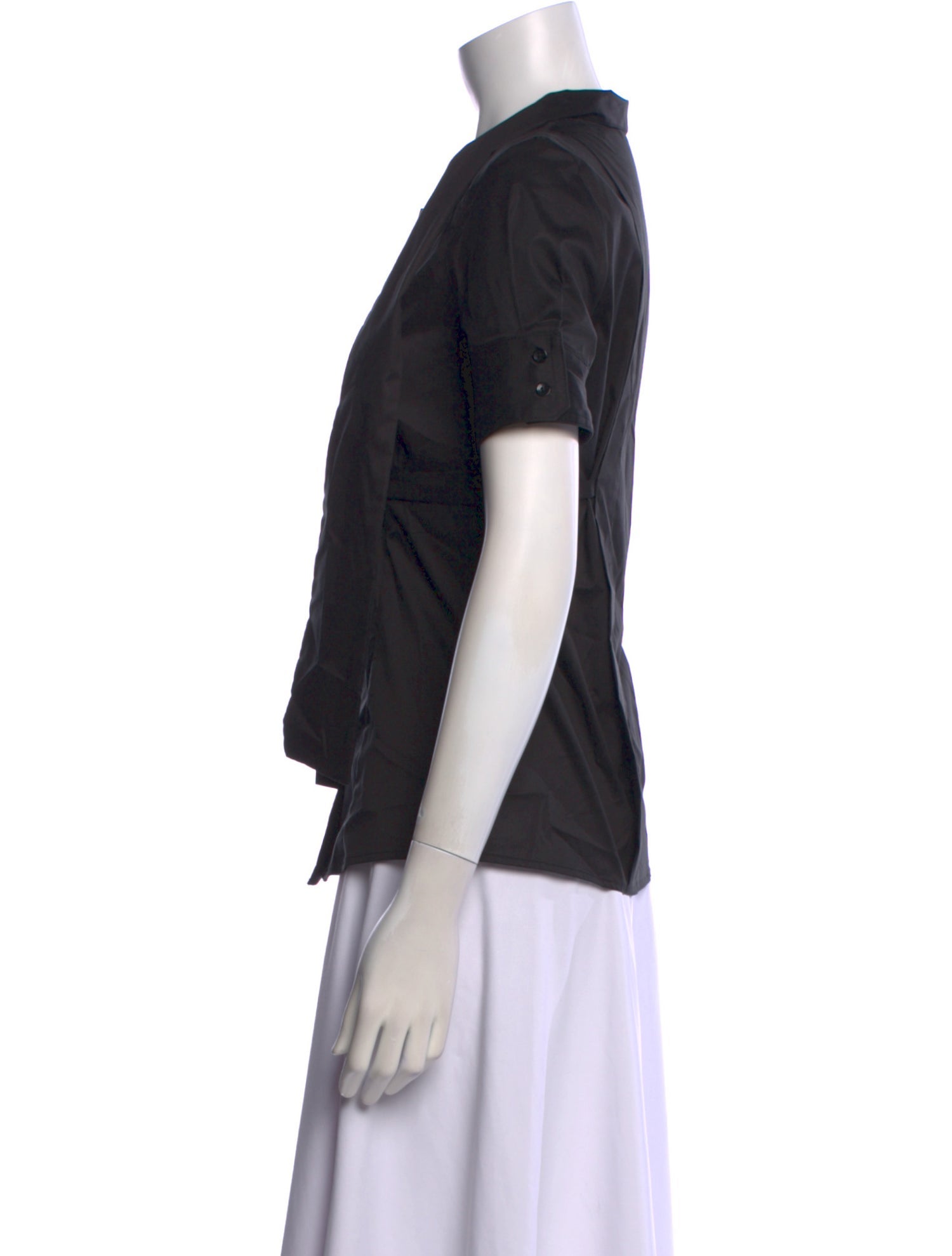 Atos Lombardini V-Neck Short Sleeve Button-Up Top