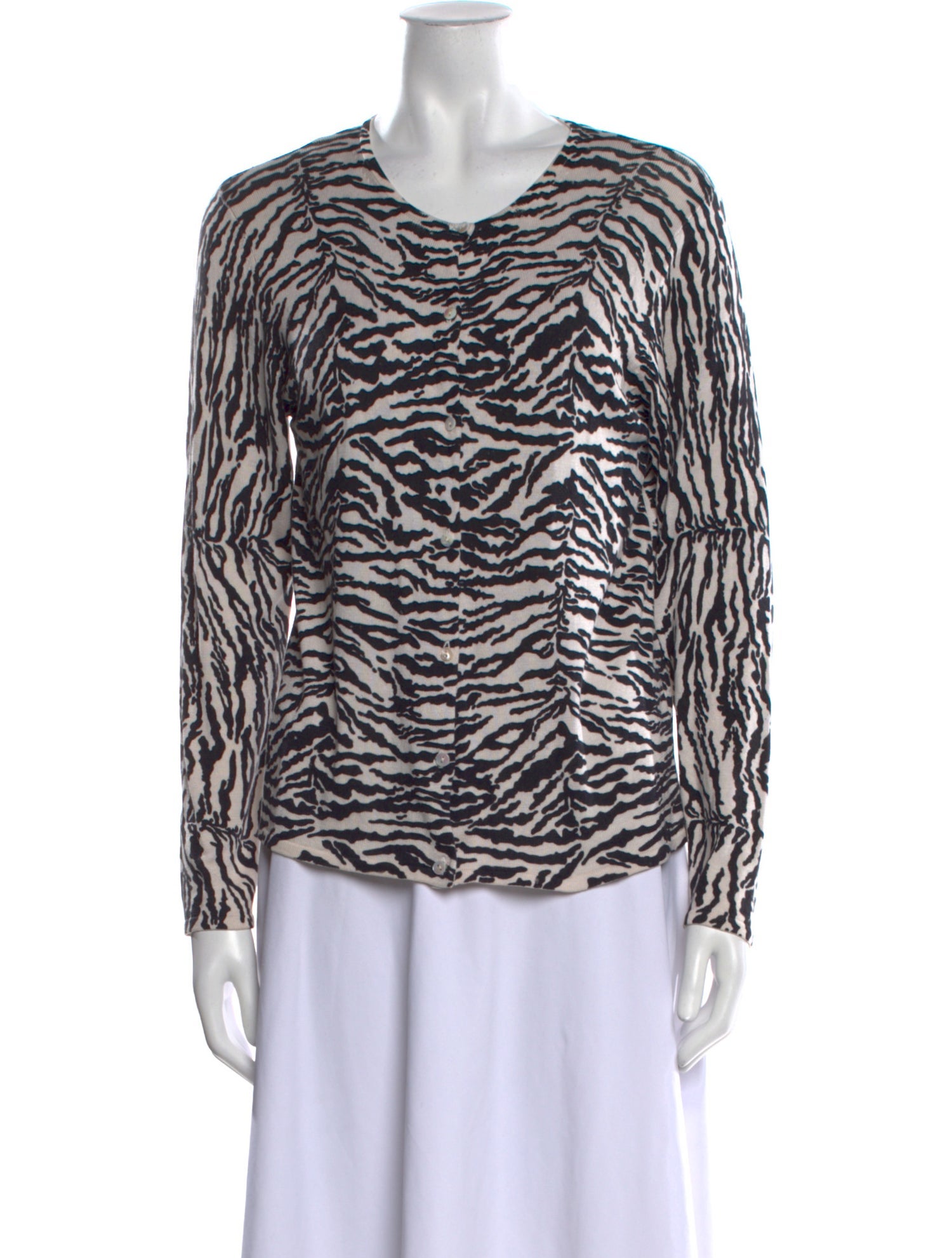 August Silk Knits Silk Animal Print Sweater