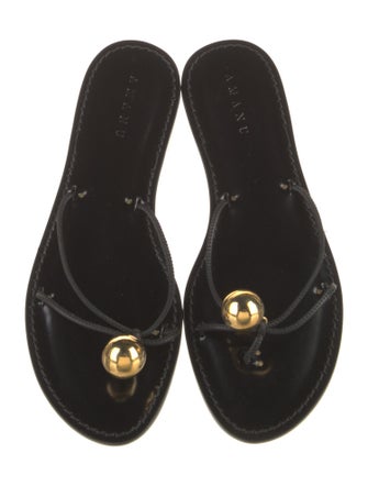 Amanu Leather Beaded Accents Flip Flops