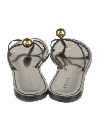 Amanu Leather Beaded Accents Flip Flops