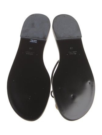 Amanu Leather Beaded Accents Flip Flops