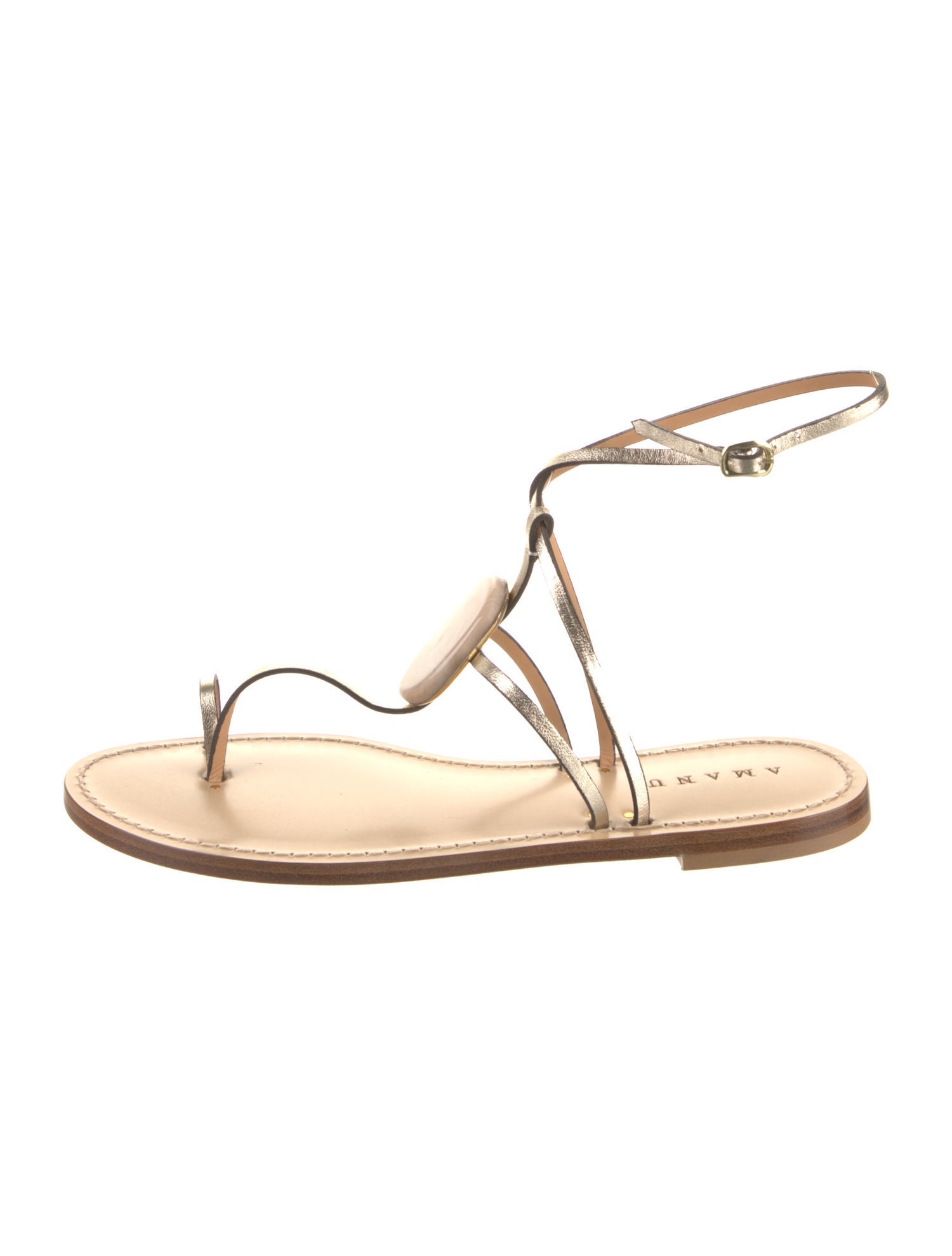 Amanu Leather Beaded Accents Gladiator Sandals