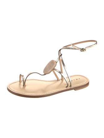 Amanu Leather Beaded Accents Gladiator Sandals