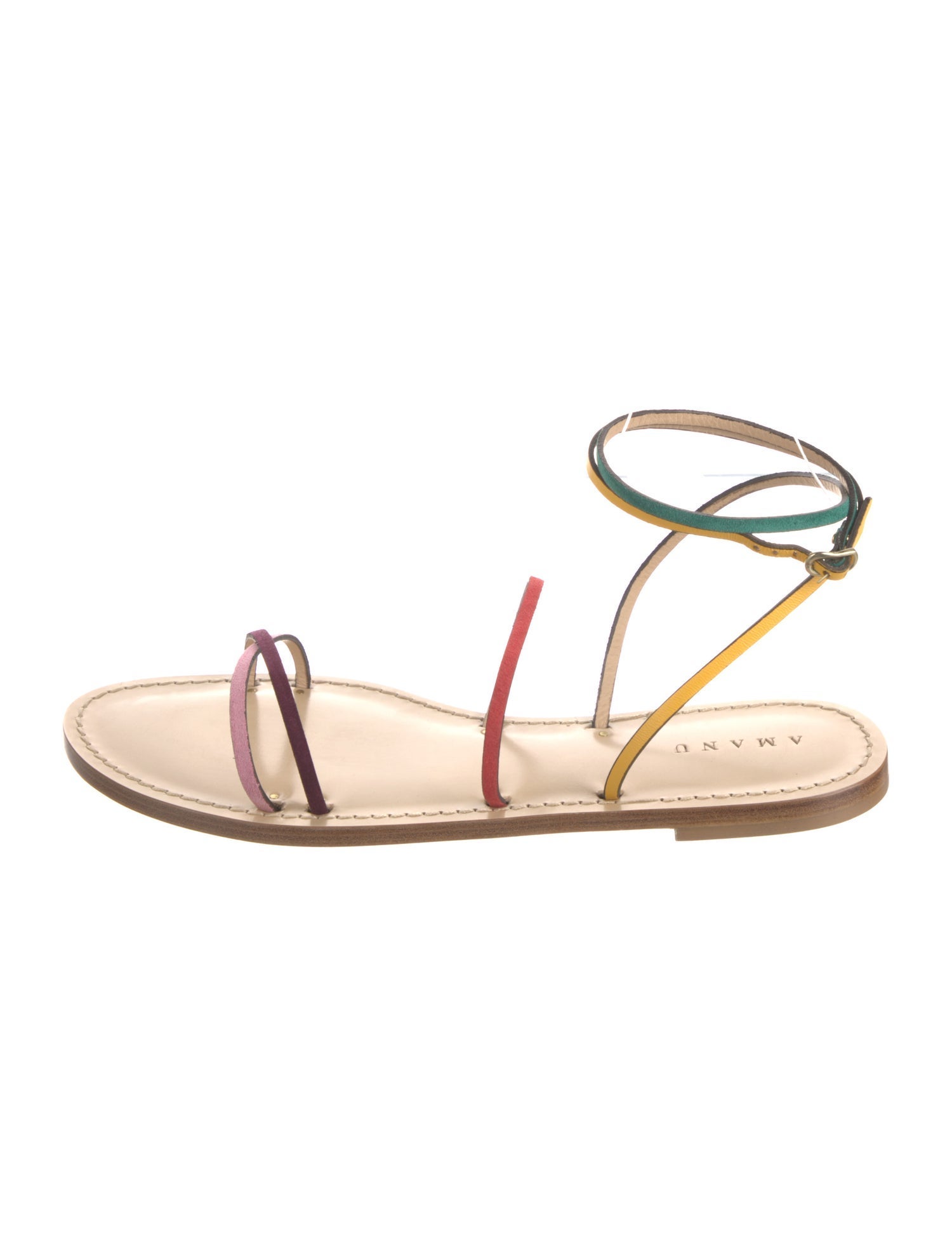 Amanu Leather Colorblock Pattern Gladiator Sandals