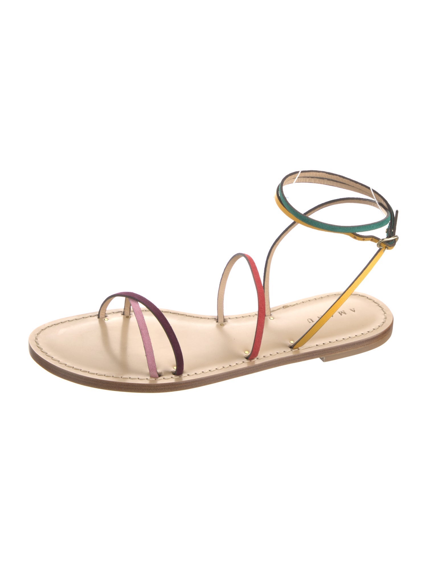 Amanu Leather Colorblock Pattern Gladiator Sandals