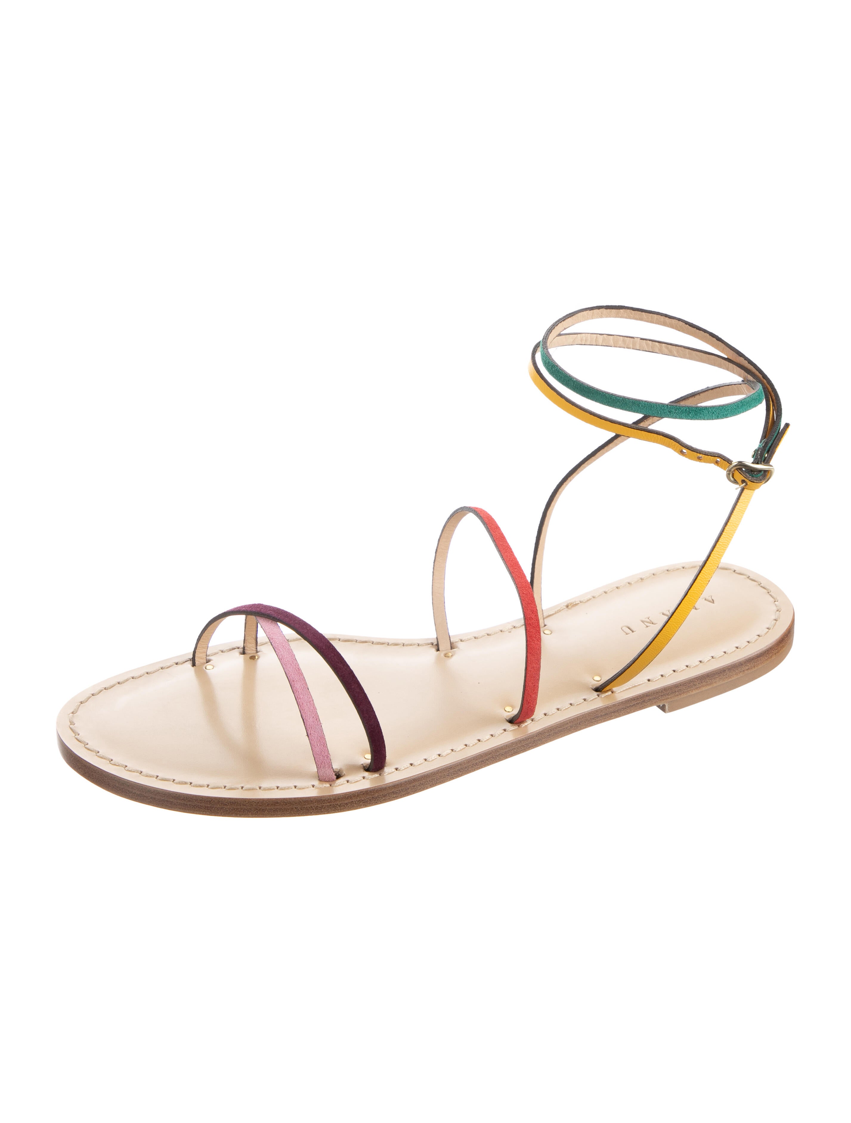 Amanu Leather Colorblock Pattern Gladiator Sandals