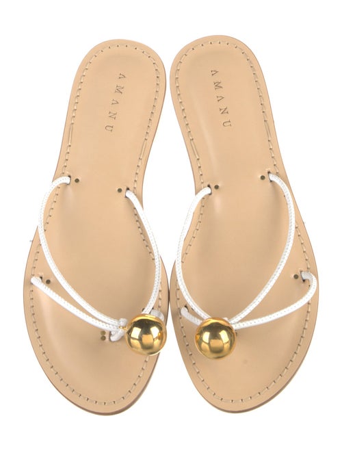 Amanu Leather Beaded Accents Flip Flops