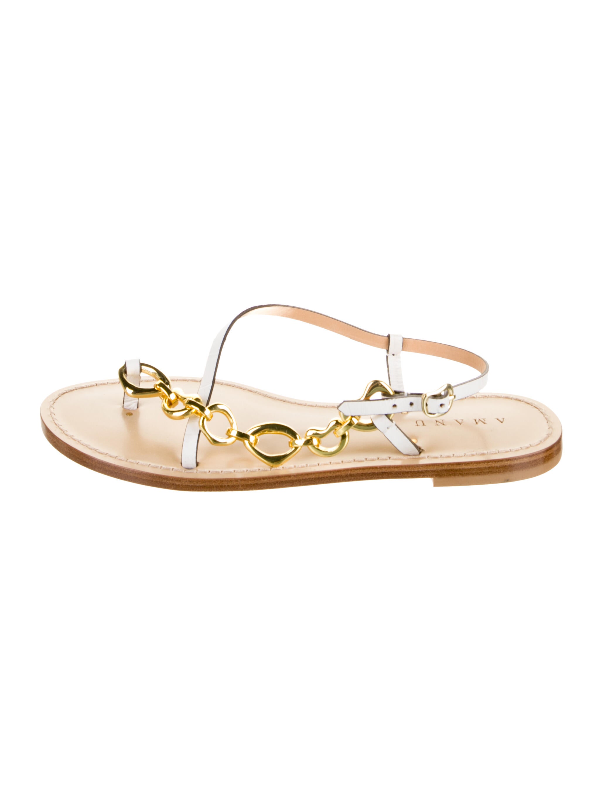 Amanu Leather Chain-Link Accents Sandals