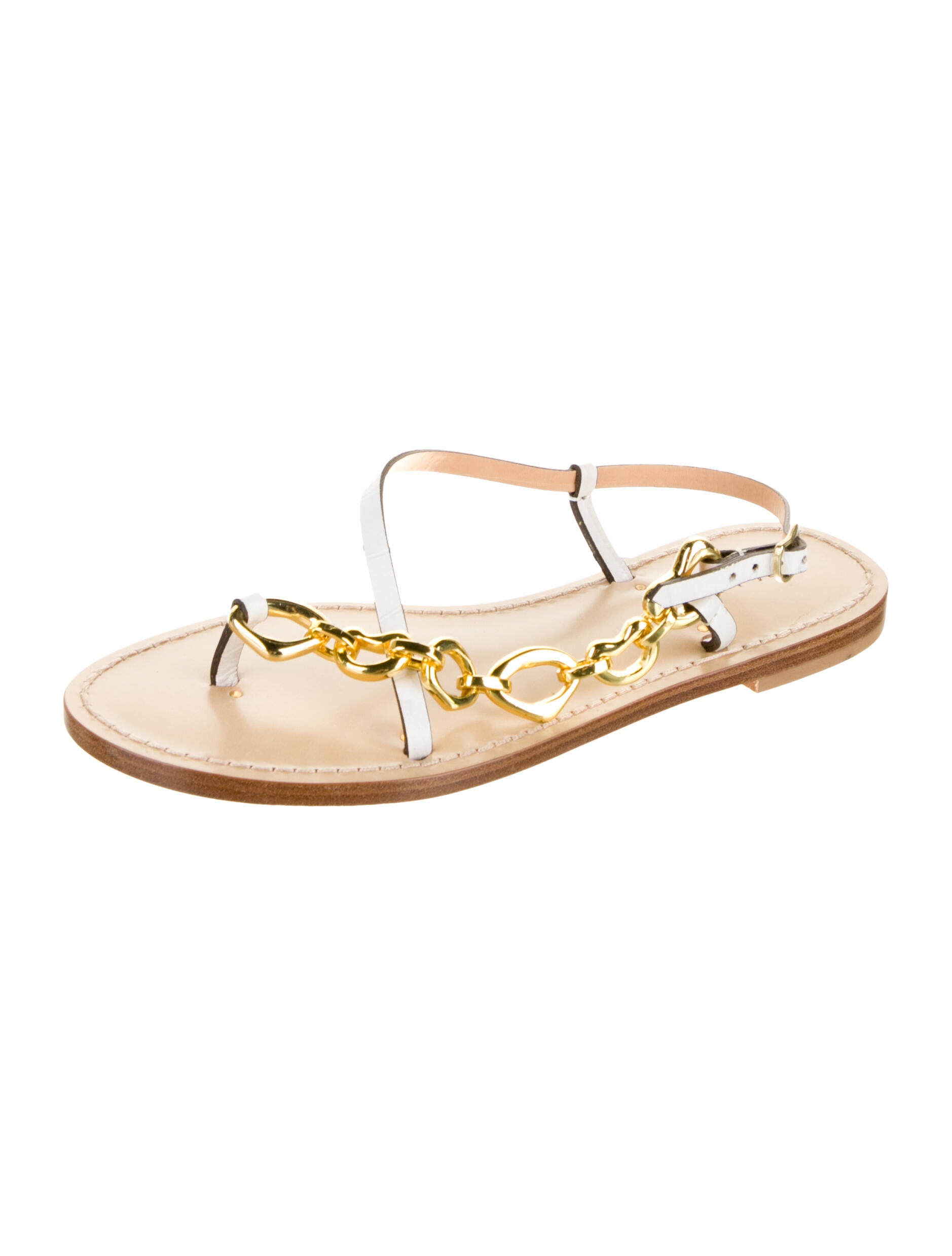 Amanu Leather Chain-Link Accents Sandals
