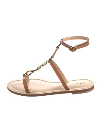 Amanu Leather Chain-Link Accents Gladiator Sandals