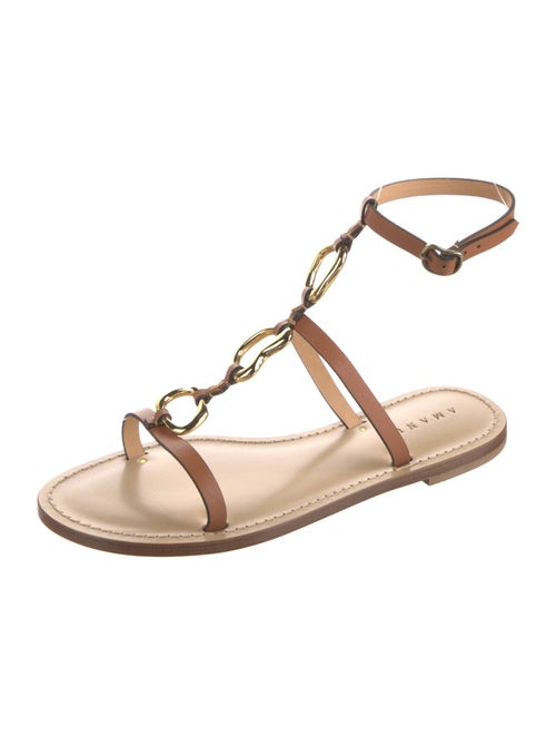 Amanu Leather Chain-Link Accents Gladiator Sandals