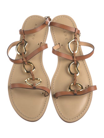 Amanu Leather Chain-Link Accents Gladiator Sandals