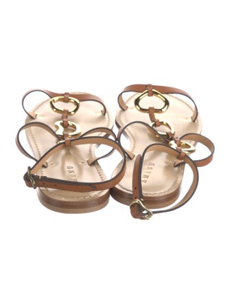 Amanu Leather Chain-Link Accents Gladiator Sandals