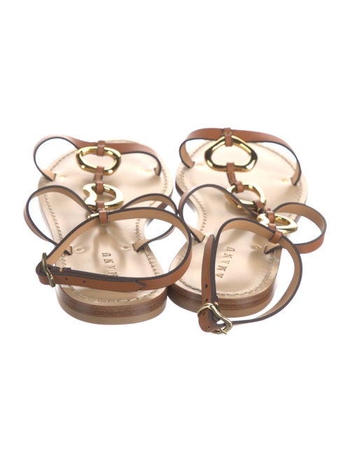 Amanu Leather Chain-Link Accents Gladiator Sandals