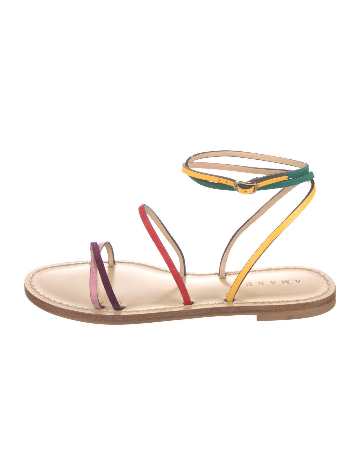 Amanu Leather Floral Print Slingback Sandals w/ Tags