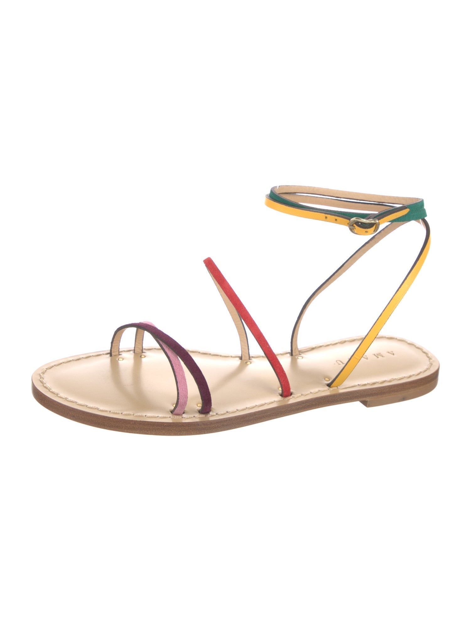 Amanu Leather Floral Print Slingback Sandals w/ Tags