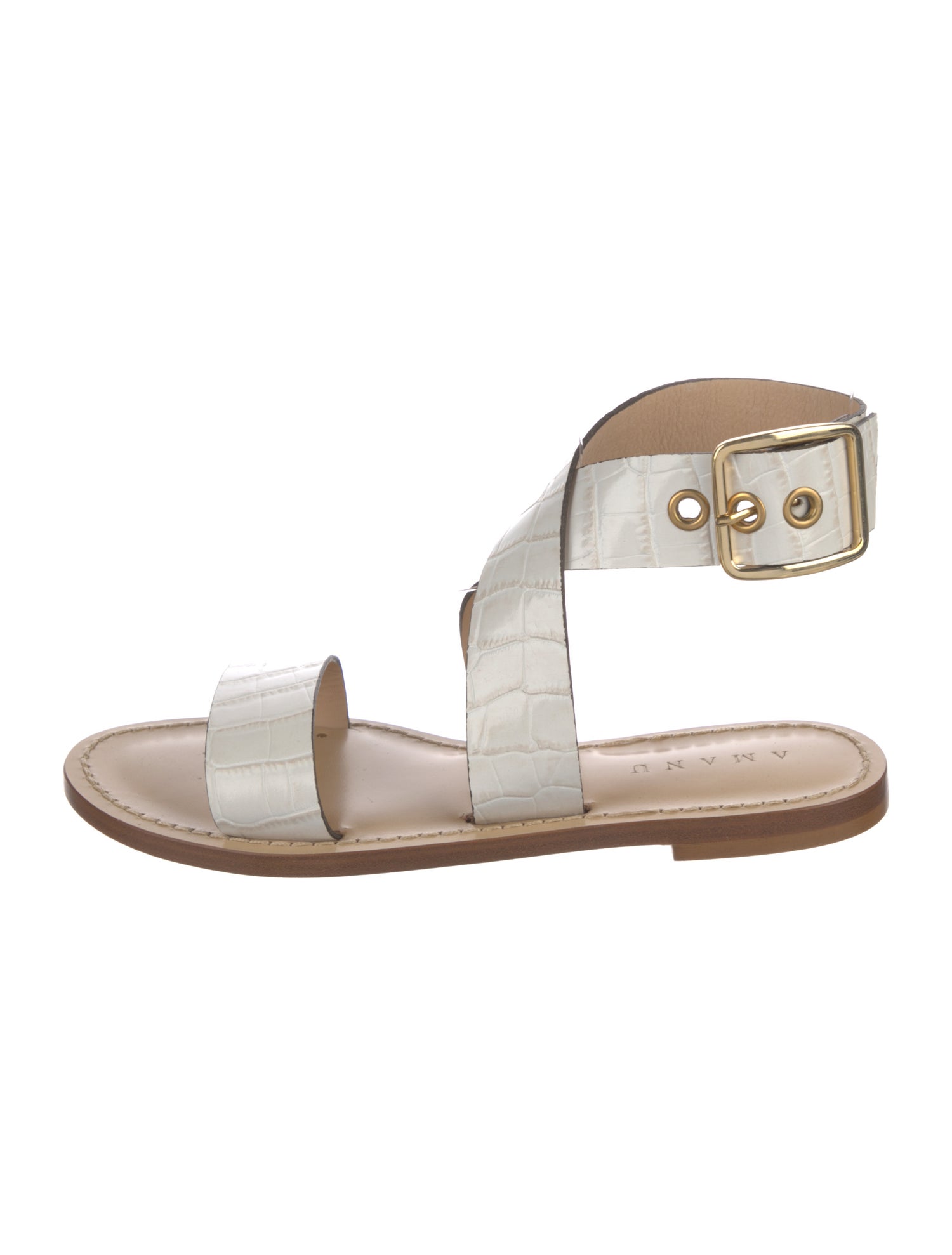 Amanu Embossed Leather Gladiator Sandals w/ Tags