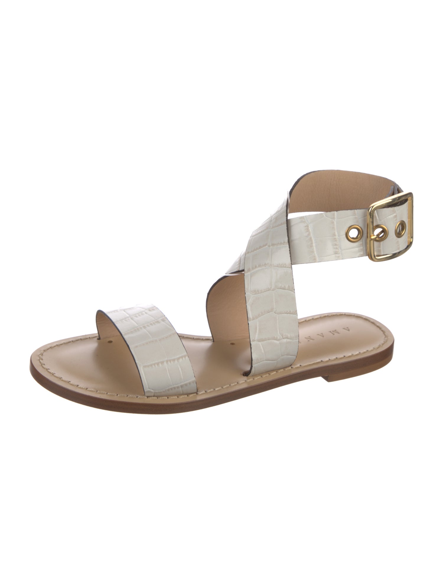 Amanu Embossed Leather Gladiator Sandals w/ Tags