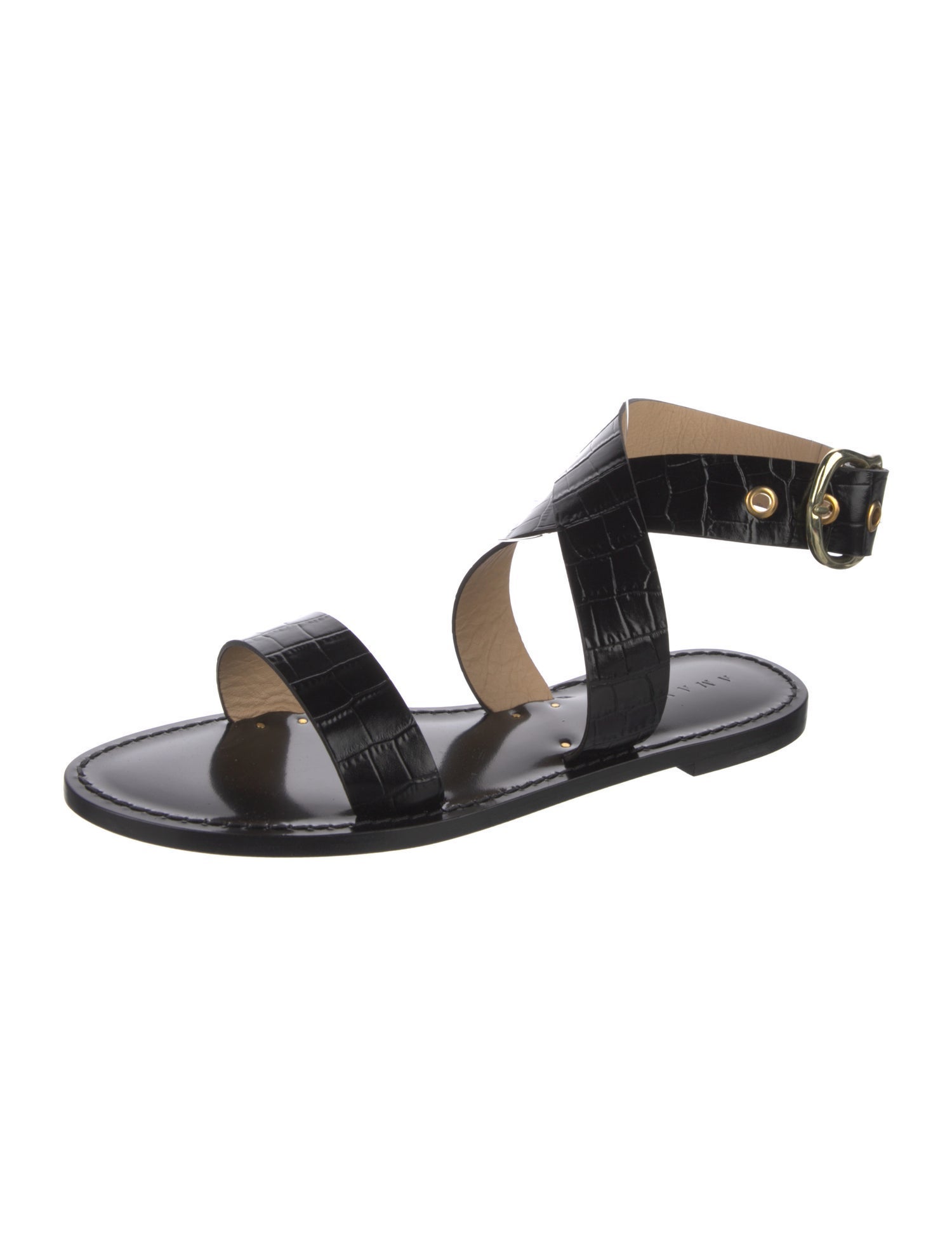 Amanu Embossed Leather Gladiator Sandals w/ Tags