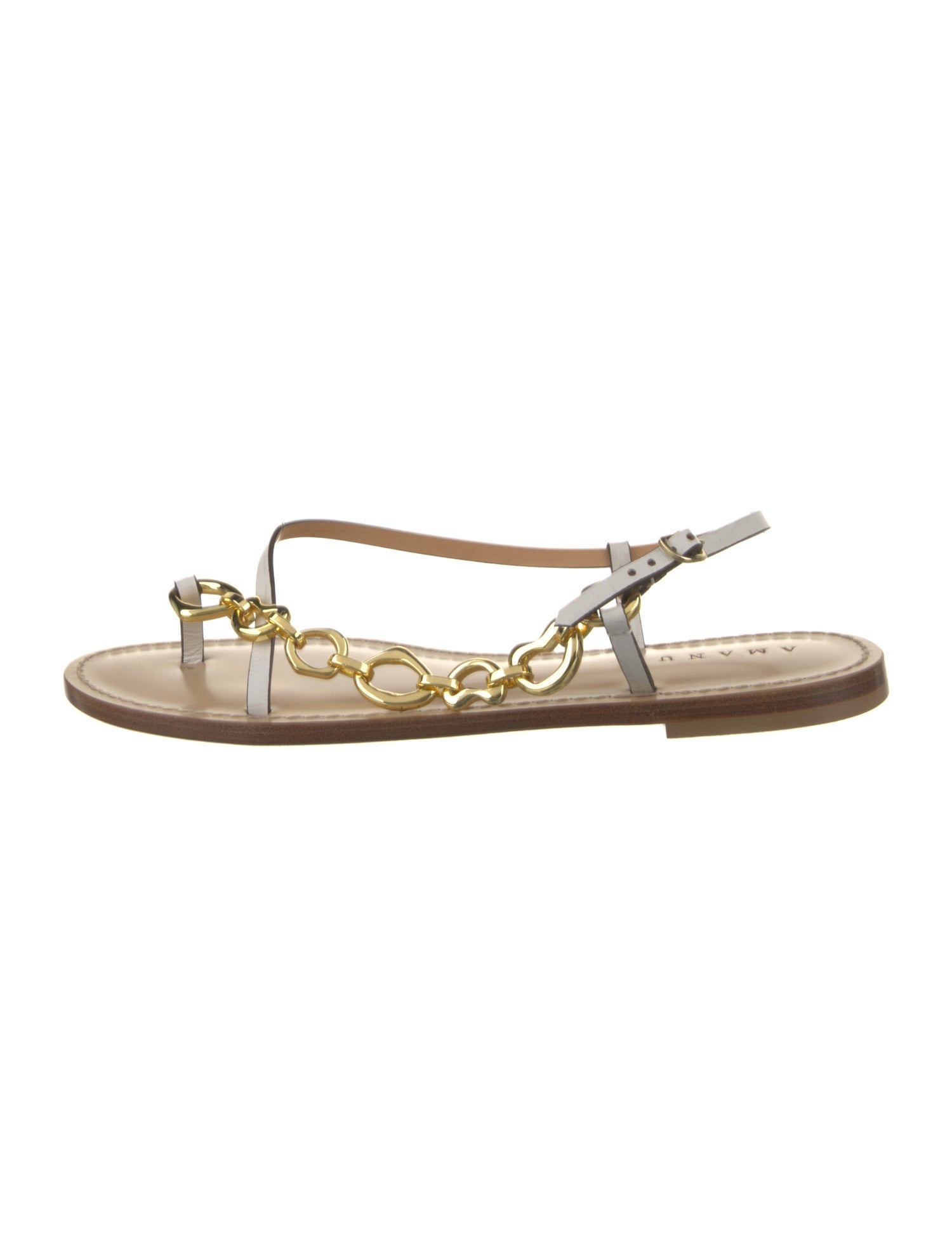 Amanu Leather Chain-Link Accents Sandals