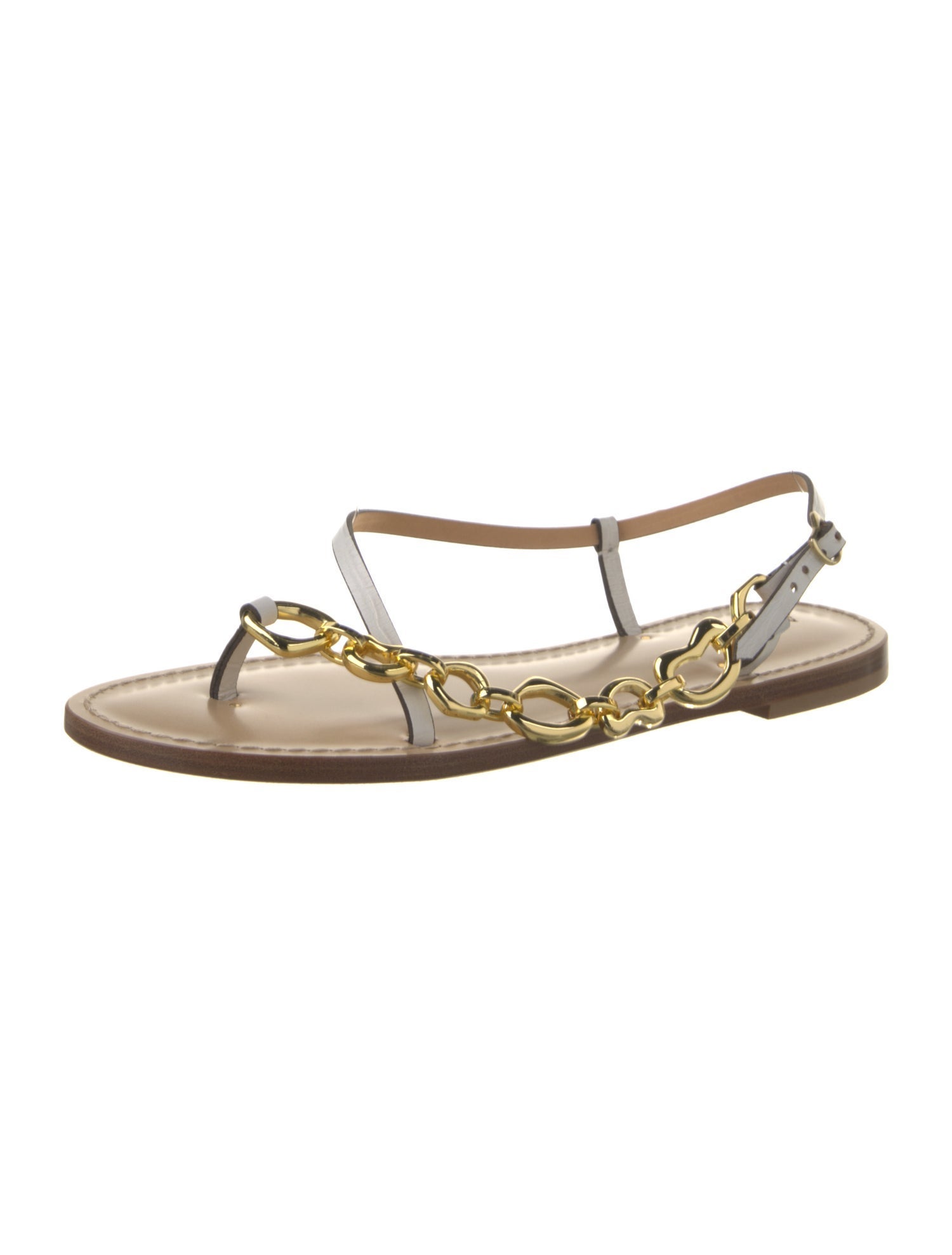 Amanu Leather Chain-Link Accents Sandals