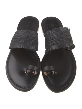 Amanu Leather Fringe Trim Accent Slides