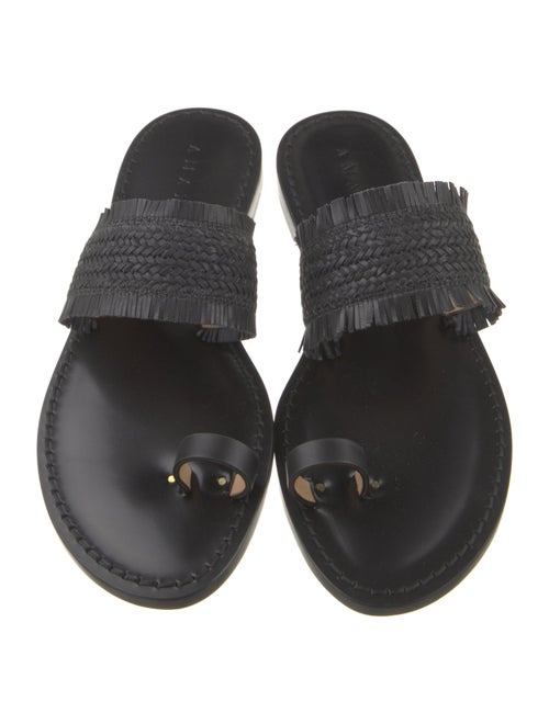 Amanu Leather Fringe Trim Accent Slides