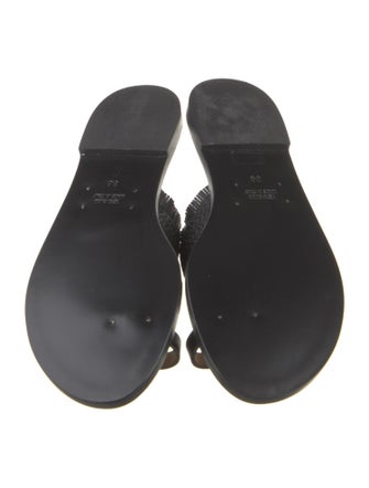 Amanu Leather Fringe Trim Accent Slides