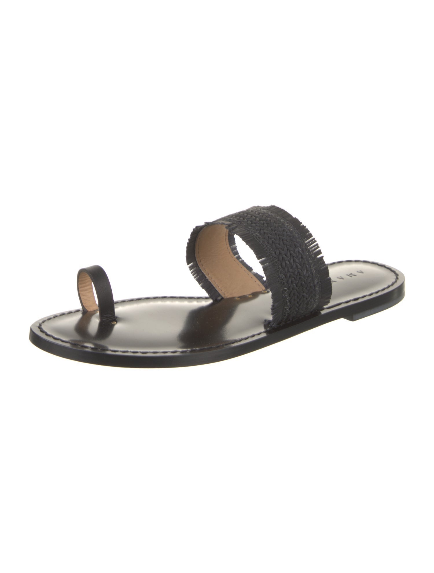 Amanu Leather Fringe Trim Accent Slides