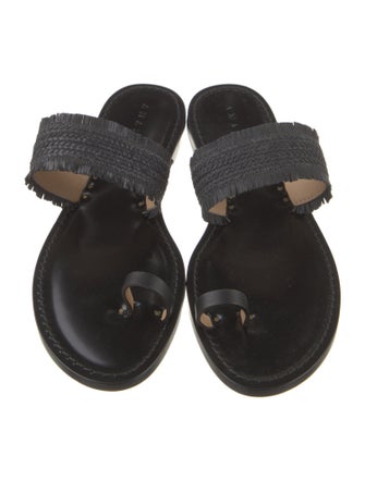 Amanu Leather Fringe Trim Accent Slides