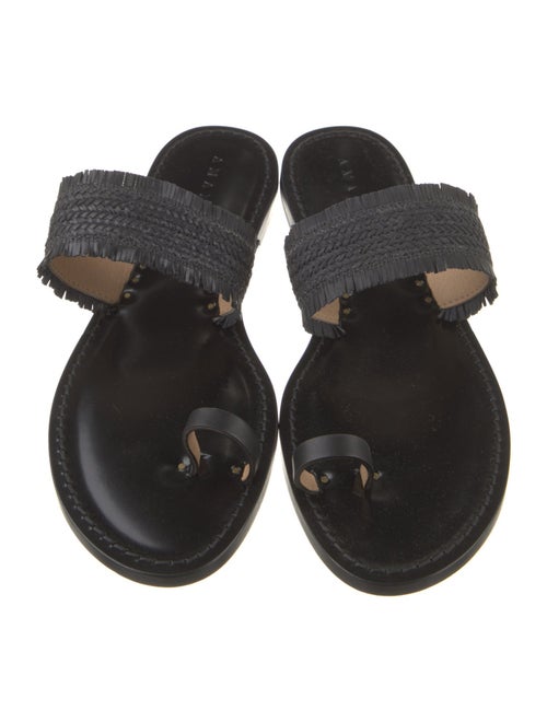 Amanu Leather Fringe Trim Accent Slides