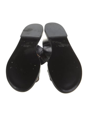 Amanu Embossed Leather Leather Trim Embellishment Gladiator Sandals