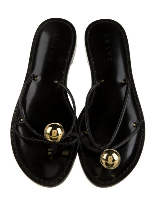 Amanu Patent Leather Studded Accents Slides