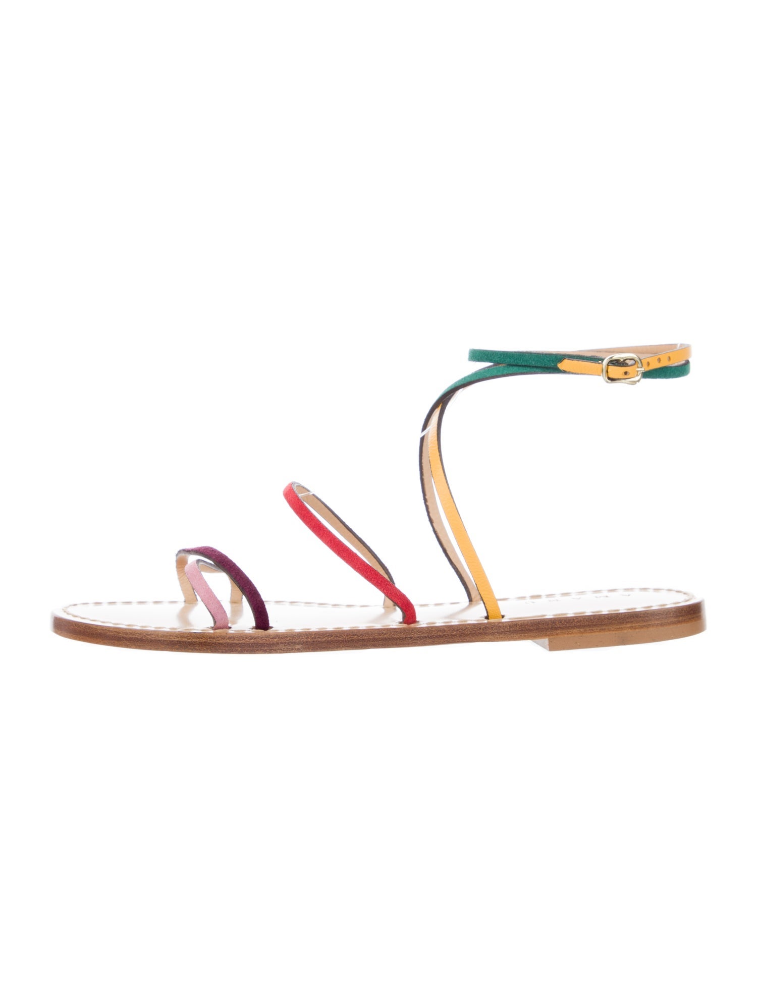 Amanu Leather Colorblock Pattern Gladiator Sandals