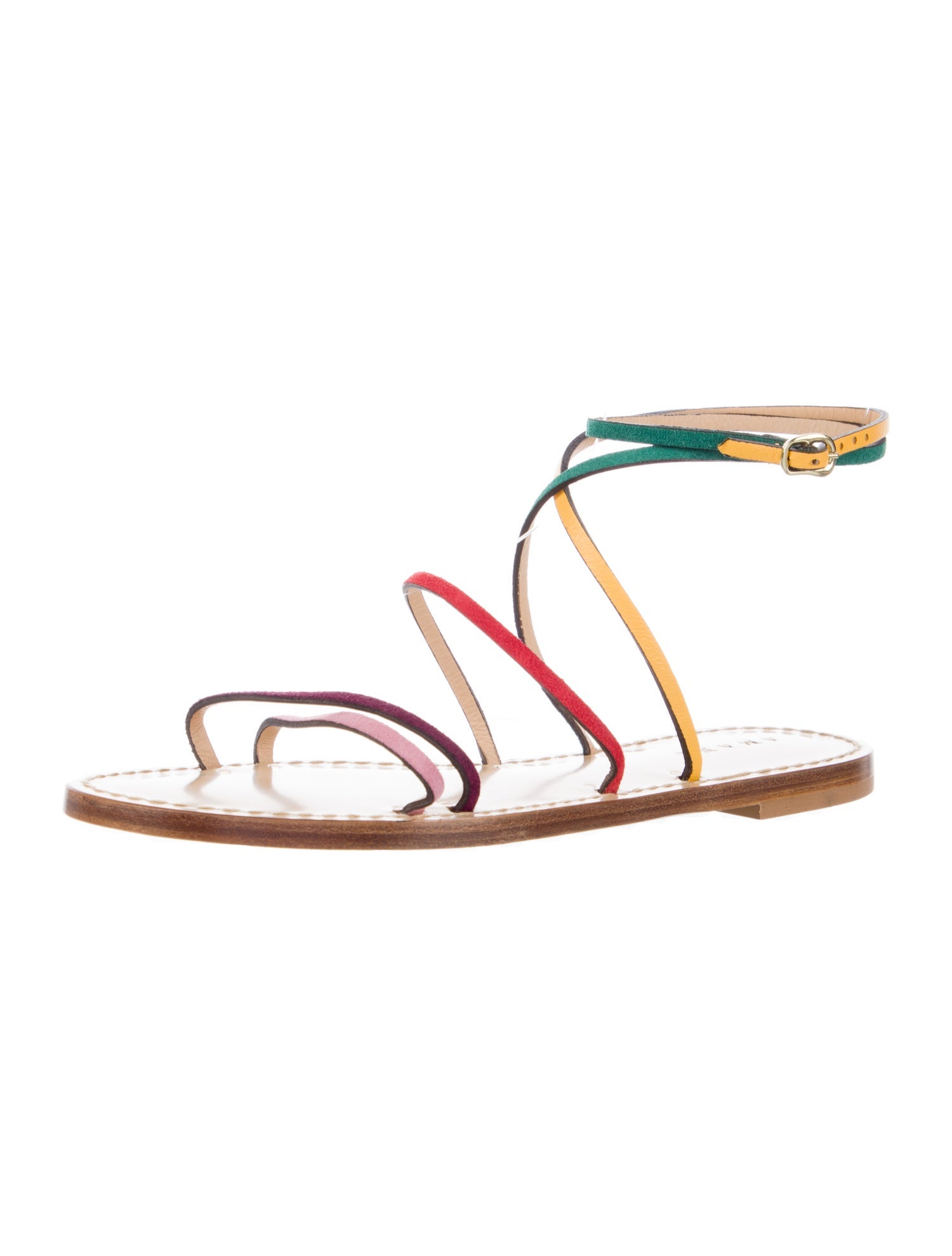 Amanu Leather Colorblock Pattern Gladiator Sandals