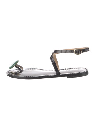 Amanu Embossed Leather Studded Accents Sandals