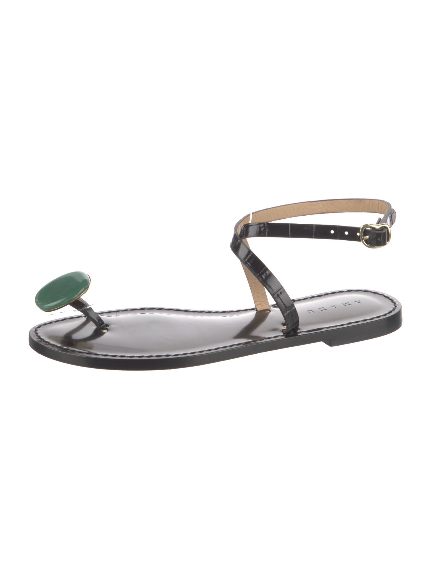 Amanu Embossed Leather Studded Accents Sandals
