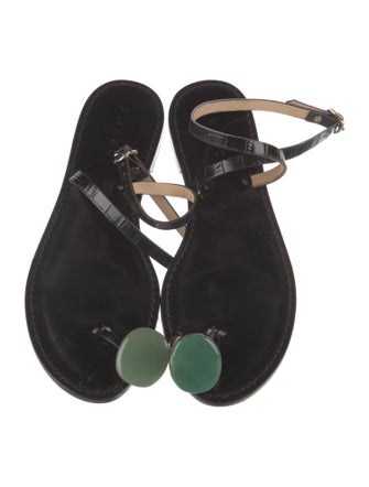 Amanu Embossed Leather Studded Accents Sandals